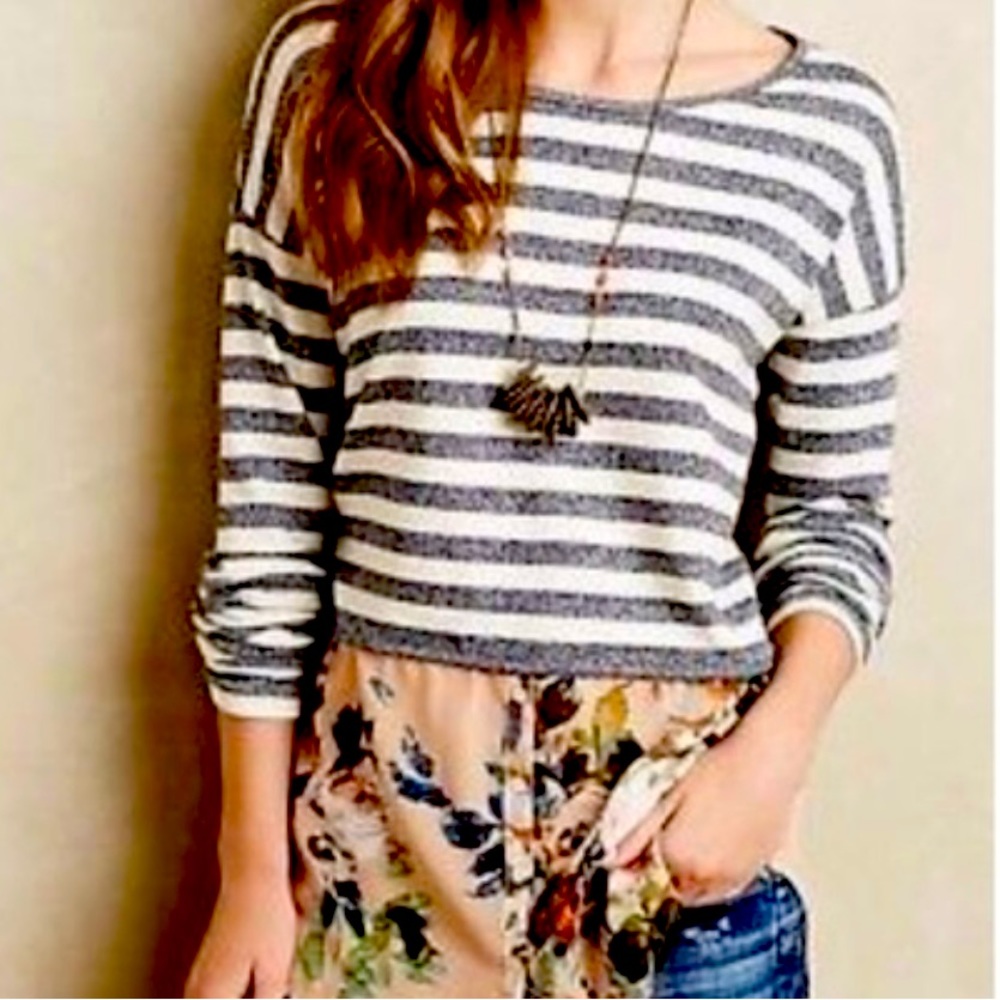 Anthropologie Postmark Ginny Layered Striped Top‎ Women’s Sz M